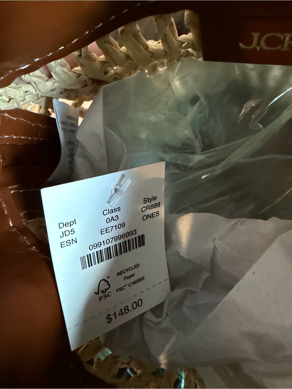 J. Crew Drawstring Bag in Straw and Leather - Picture 4 of 12